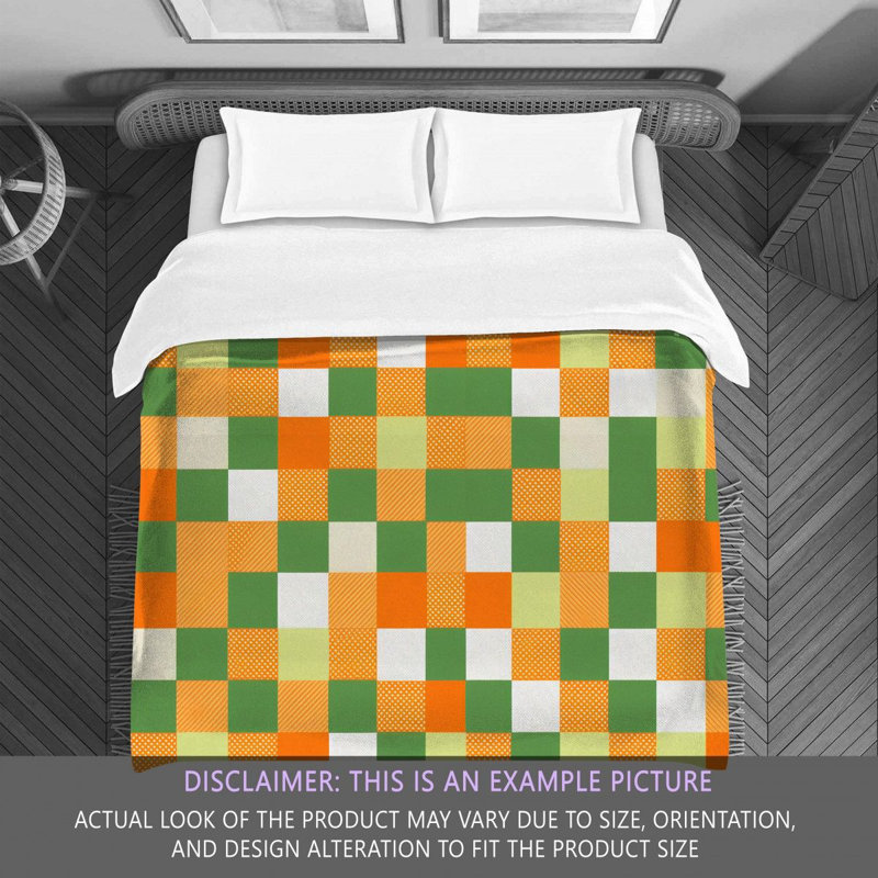 Polyester Comforter, Green/Orange Checkered, Twin Comforter