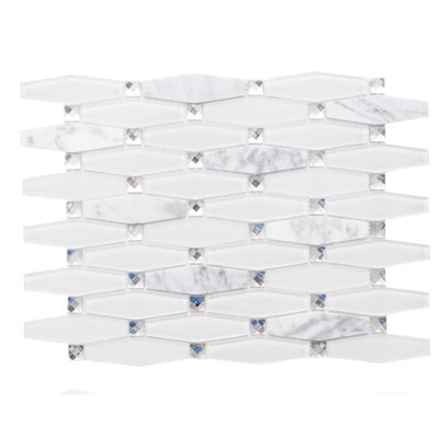 Carreau de mosaïque murale en verre poli Carrara 1 po x 4 po Carrara