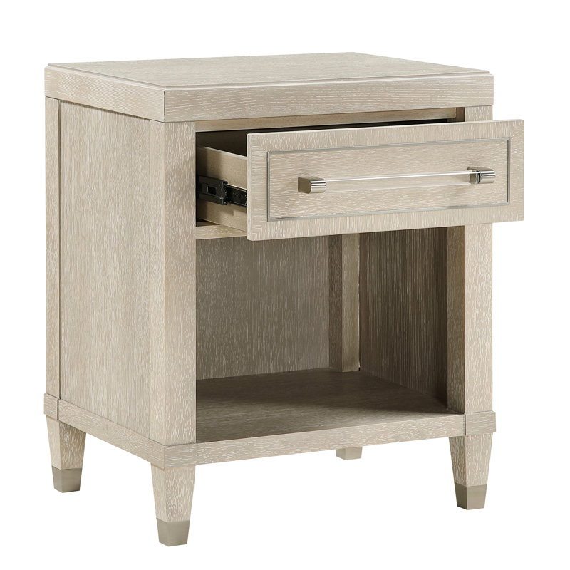 Table de chevet moderne en chêne avec charge et tablette simple