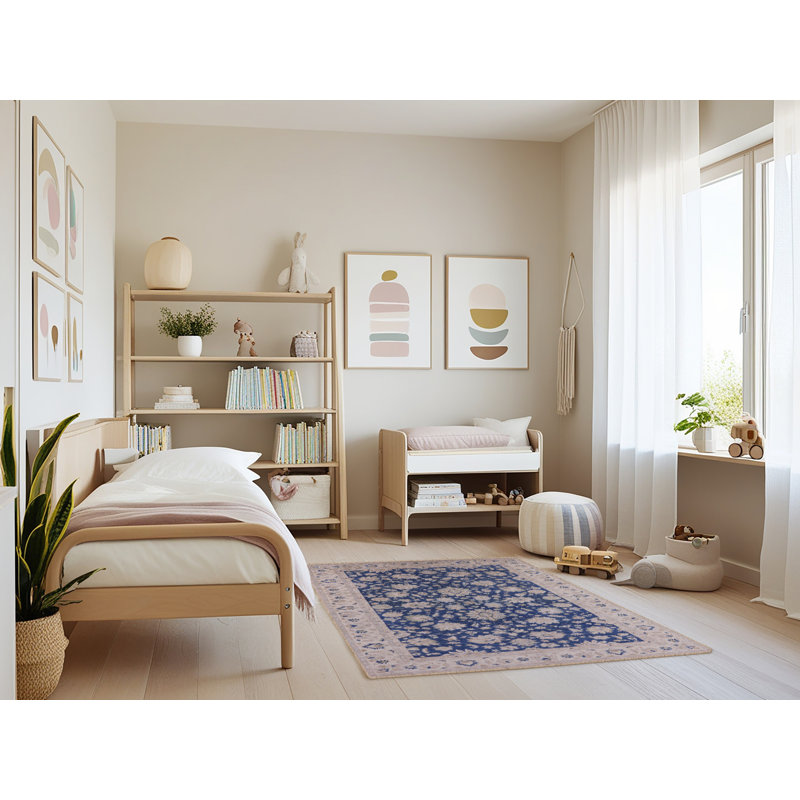 Tapis oriental beige / bleu Lucida, Rectangle 3 pi x 5 pi