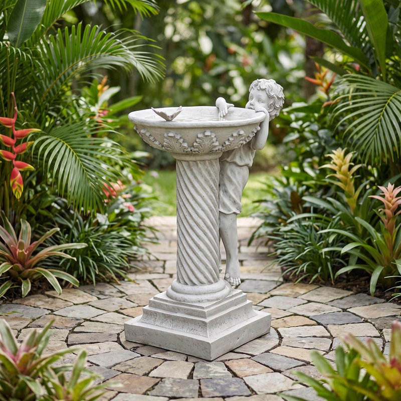 Emiliano Resin Single Tier Birdbath