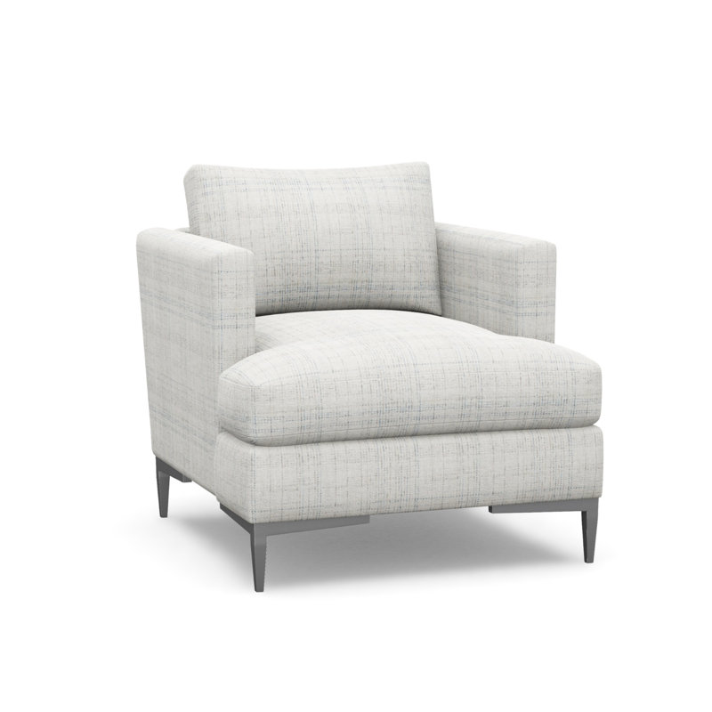 Aiden Accent Chair, Polished Stainless, Manchester Pebble