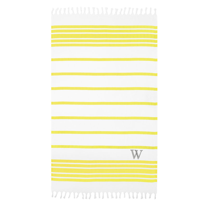 Serviette de plage 100% coton à chevrons, Pistache / gris, W