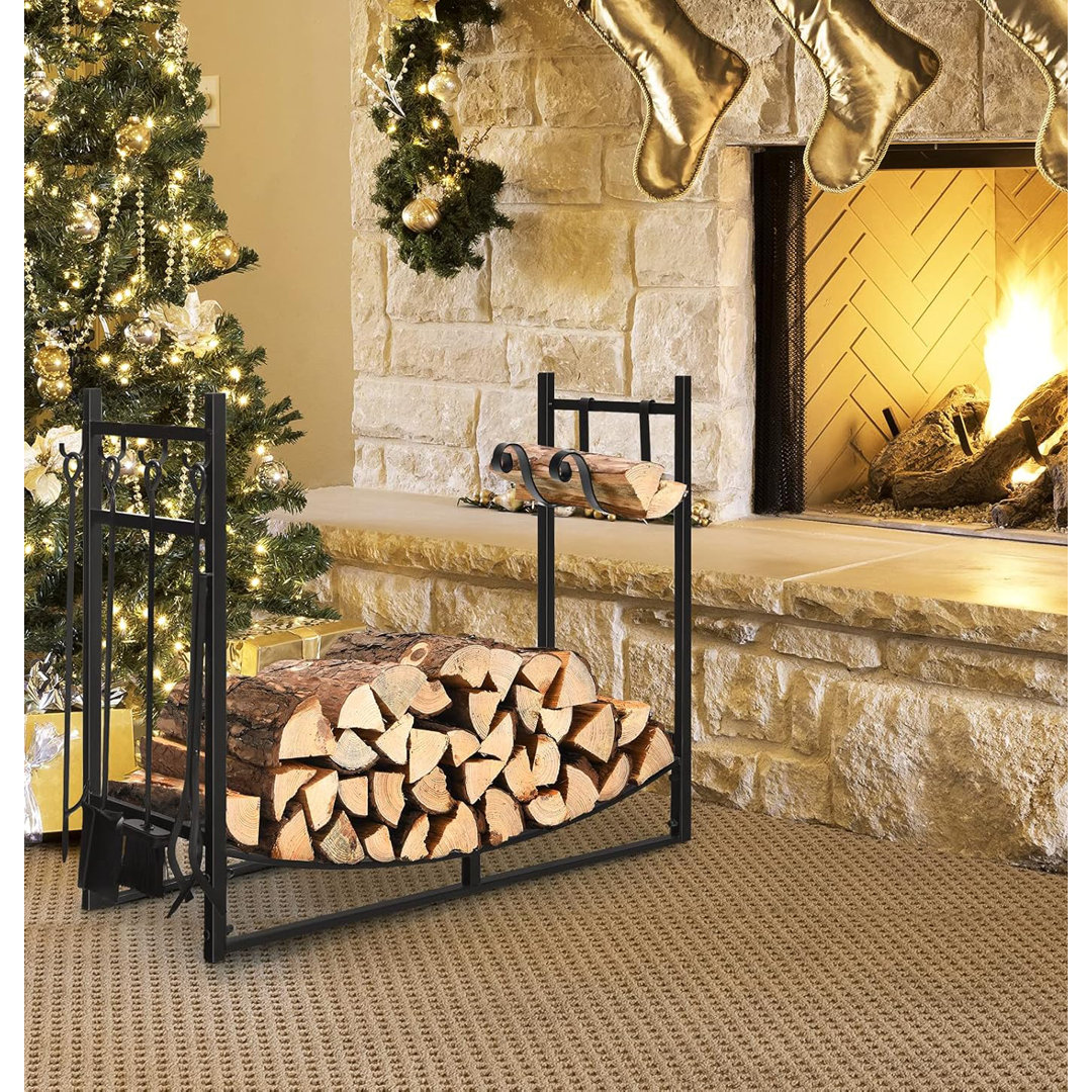 36'' W Metal Log Rack Red Barrel Studio®