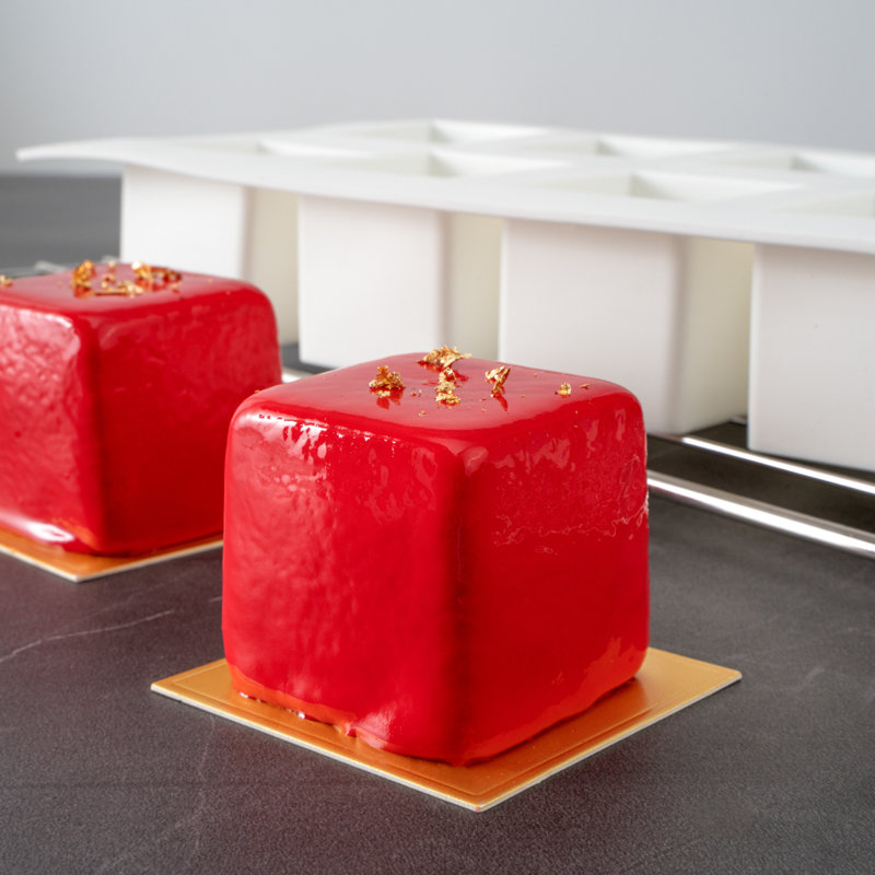 Moule à petit gâteau carré de 8 cavités pour restaurant, 1 moule carré prêt pour le four - flexible, congelable, petit moule en silicone blanc, facile à retirer, pour la cuisson