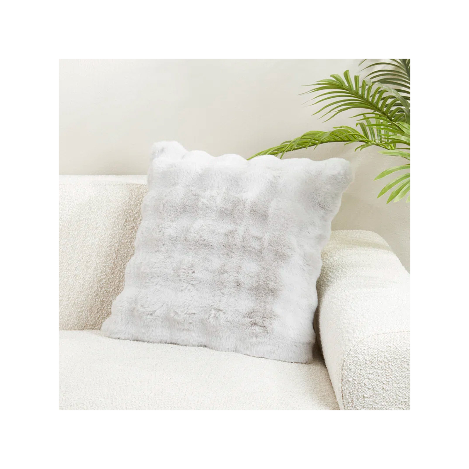 Cozy Bubble Faux Fur Pillow Cover, Polyester, Gray, Square 20"