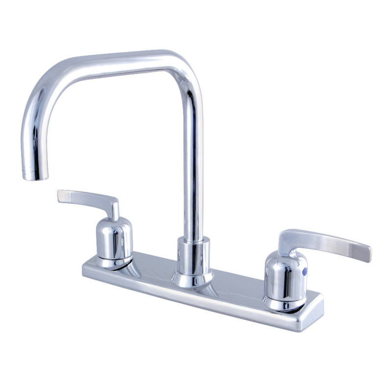 Kingston Brass Centurion Two-Handle 2-Hole 8" Centerset Kitchen Faucet, Polished Chrome