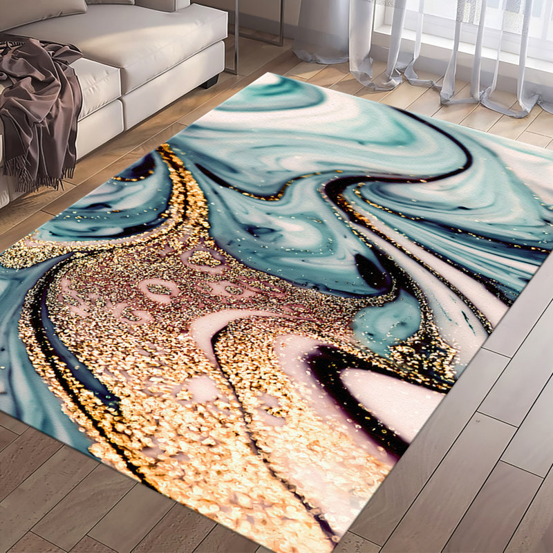 Stylish Non-Woven Soft Type Printed Rug with Intricate Geometric Pattern for a Sophisticated Touch in Your Living Space