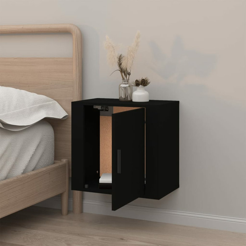 Janiyha 50cm W Manufactured Wood Bedside Table, 2, Black