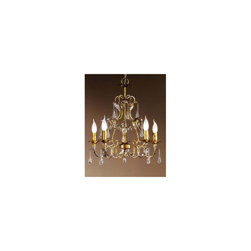 Lustre empire à 5 lumières de style bougie avec accents de cristal