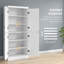 4-door tall kitchen cupboard, freestanding 6-tier storage cabinet with 2 adjustable shelves for living room, dining room, white