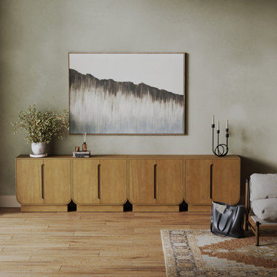 Armoire décorative arquée avec finition en placage de bois brun clair, paquet de 4