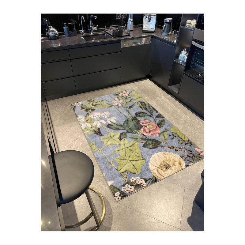 Tapis tissé à motif de feuilles lavables, Sous-tapis rectangulaire 2 pi 4 po x 3 pi 11 po
