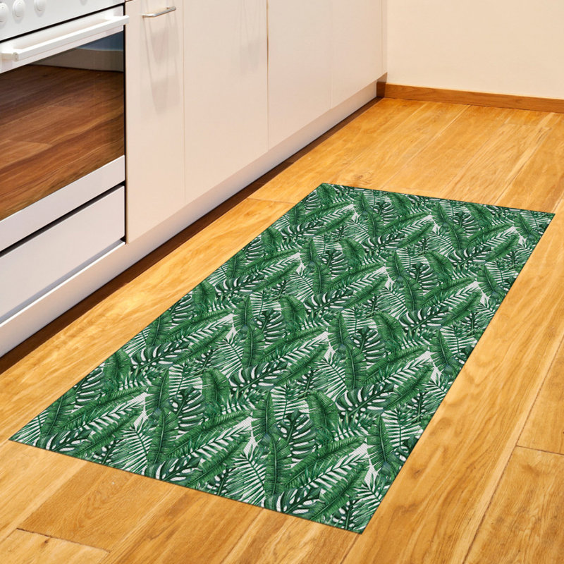 Palm Leaf High Density Long Fiber Poly Threads Decorative Area Rug Carpet, Rectangle 2'7" x 5'