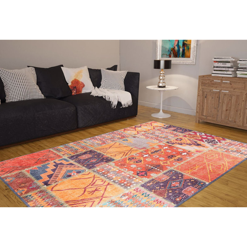Luxurious Machine Washable Area Rug, 4.9 x 7.5 Feet, 100% Polyester, 1850 g/m², Pile Height: 0.2 inches | Eco-Friendly Recycled Poly Cotton Backing | Perfect for Living Room & Bedroom, Soft and Durable Design