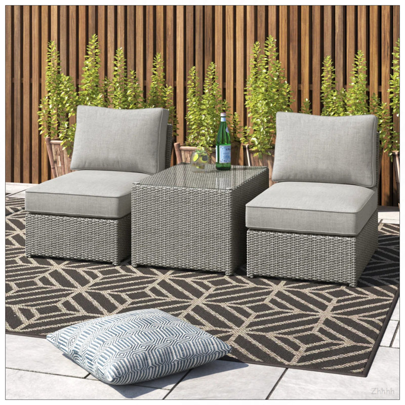 Fully Assembled 2-Piece Wicker Outdoor Seating Set With Cushions