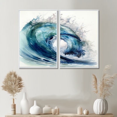 Mandell - Grande plage moderne, estampes d'art sur toile, 2 pièces