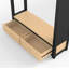 Structure de lit simple simple avec garde-robe, lit mezzanine en métal avec tablettes de rangement et panneau perforé, noir-1255935191