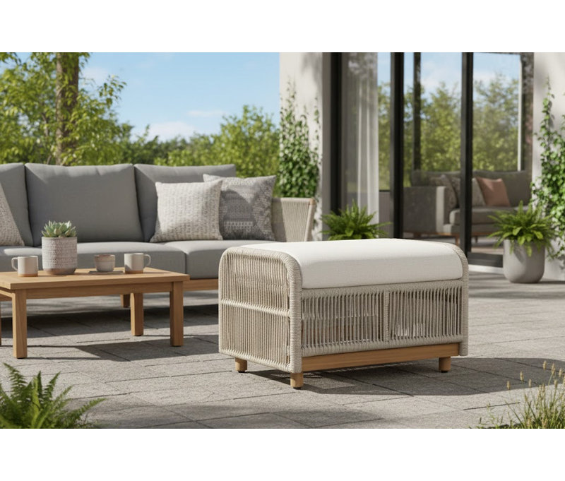 Repose-pieds en teck Alpine, Beige