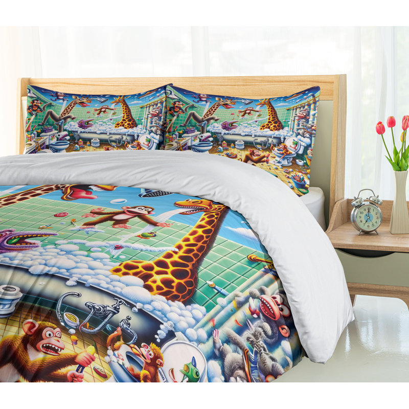 Ensemble de housse de couette en microfibre, Housse de couette pour grand lit et 2 taies décor
