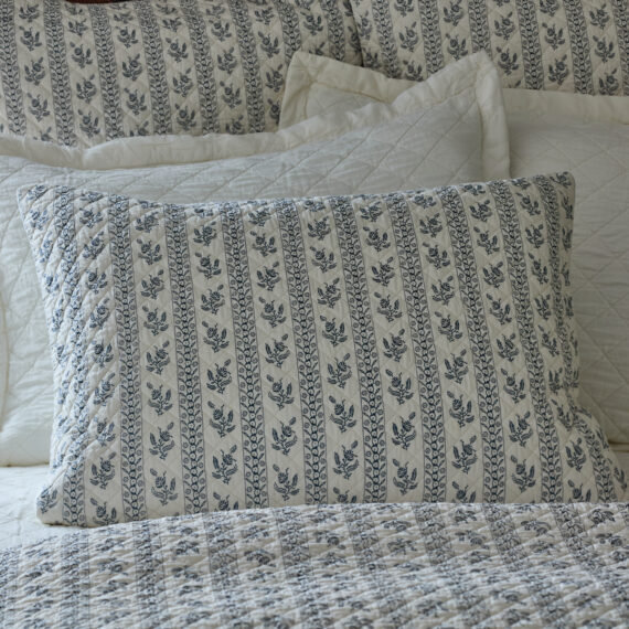 Floral Stripe Quilted Sham, Queen