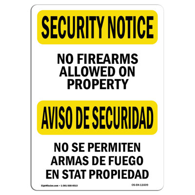 No Firearms on Property Bilingual Sign
