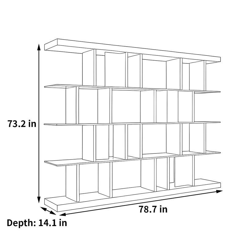 A simple and eye-catching bookcase, (5 tablettes) H 73,2 po x l 78,7 po x P 14,1 po.