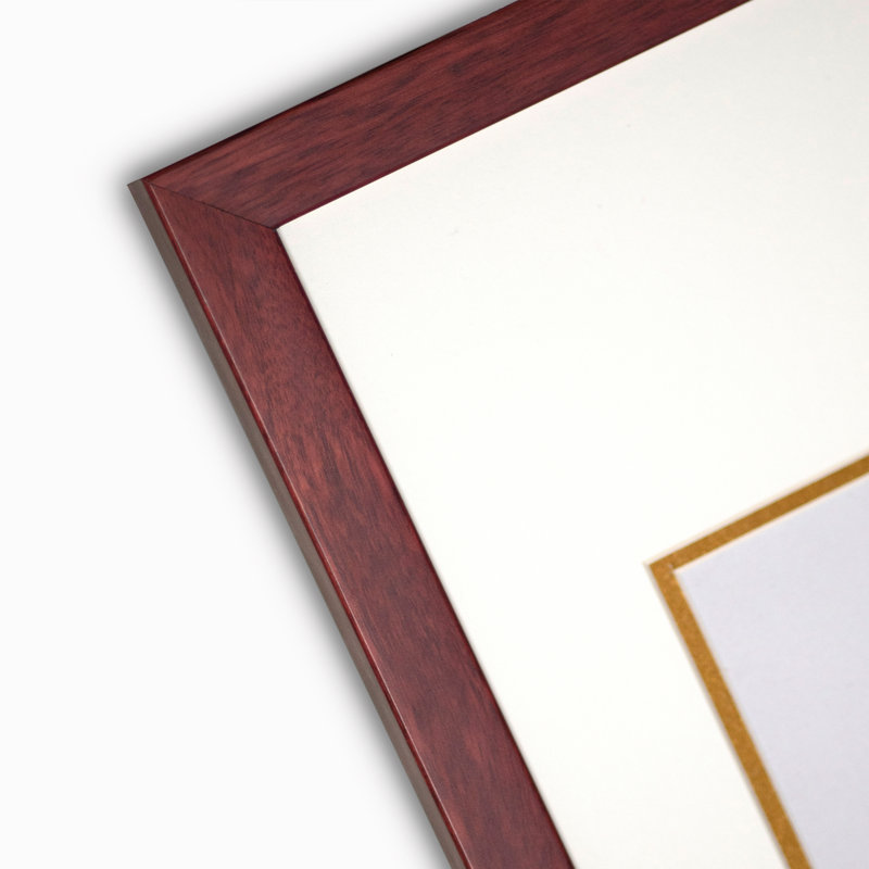 Magnolia and Rosefinches by Yu Zhi - Single Picture Frame Print, 17.5" H x 13.5" W x 0.94" D, Cherry