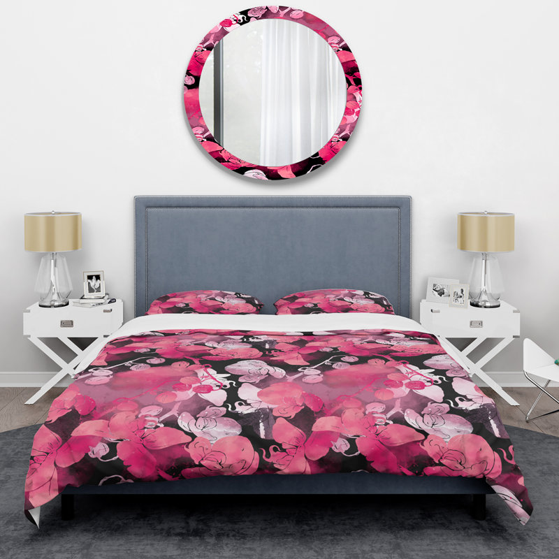 Ensemble de housse de couette Red Orchid Flower - Cabin & Lodge, Housse de couette pour grand lit et 2 taies décor
