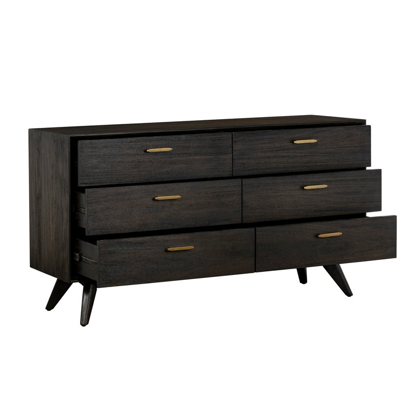 Commode double 6 tiroirs Byer, Brun