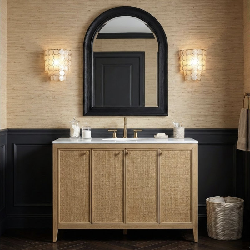 Benita 48" Rattan and Oak Bathroom Vanity