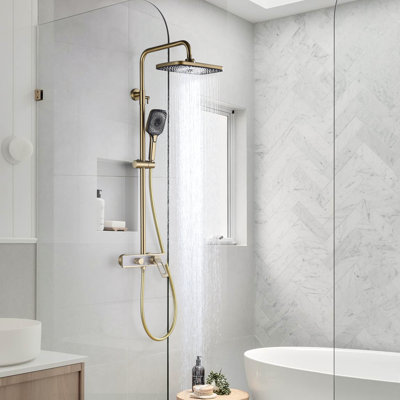 47.33" Solid Brass Complete Shower System with Rough-In Valve