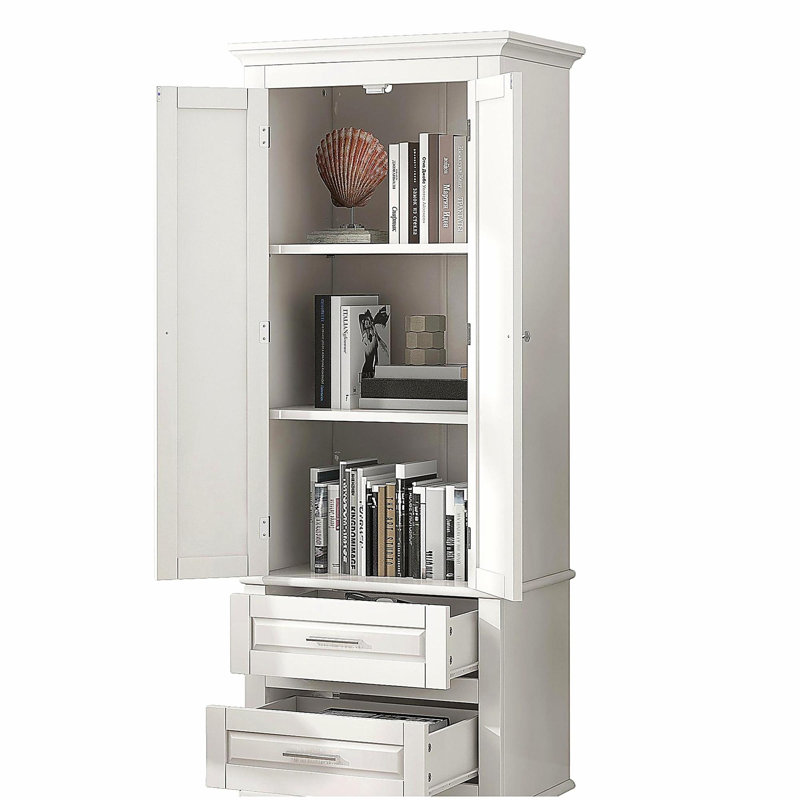 Tall Storage Cabinet with Two Drawers for Bathroom/Office, White(Old SKU:WF299284AAK)