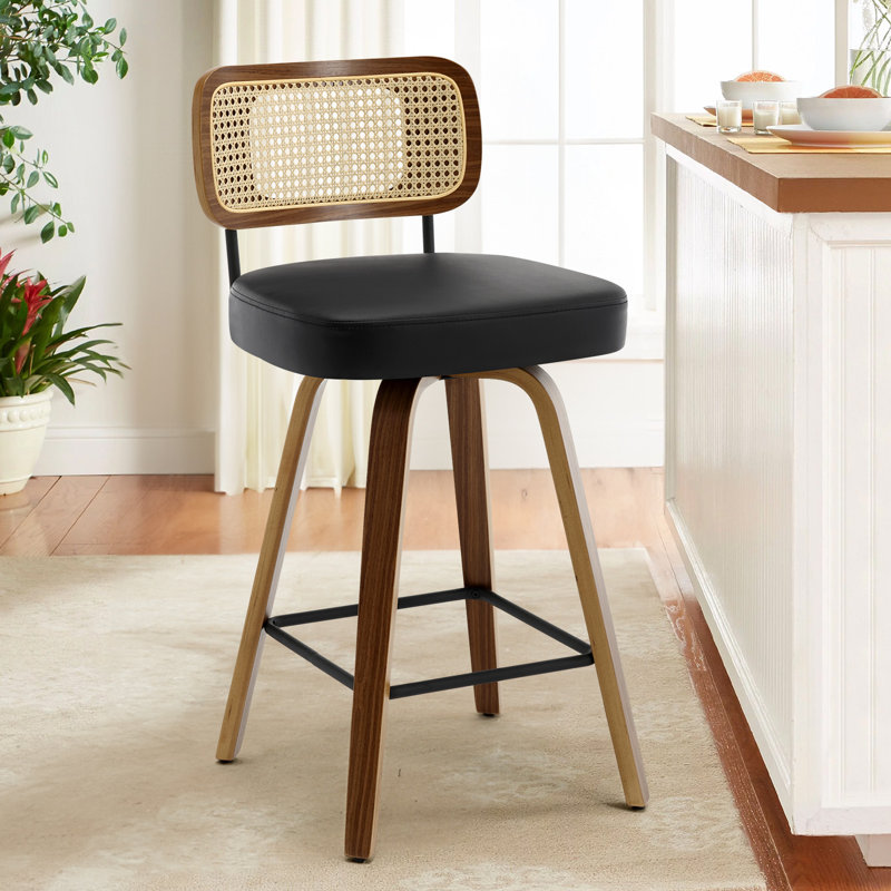Tabouret de bar et de comptoir Julieza, Blanc, Tabouret de comptoir (siège d'une hauteur de 26 p, Brun