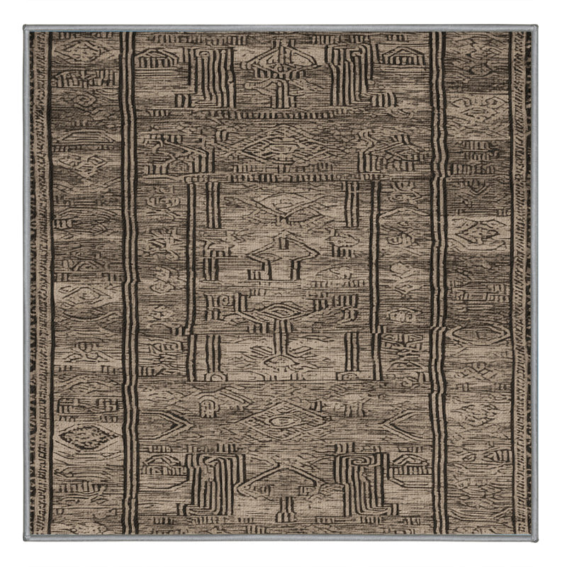  Tapis hawaïen lavable Petroglyphs, Carré 4 pi
