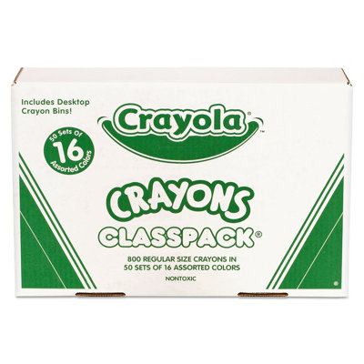 Crayon Classpack, Regular 3-5/8"x5/16", 800 per Box, 16 Assorted Clrs