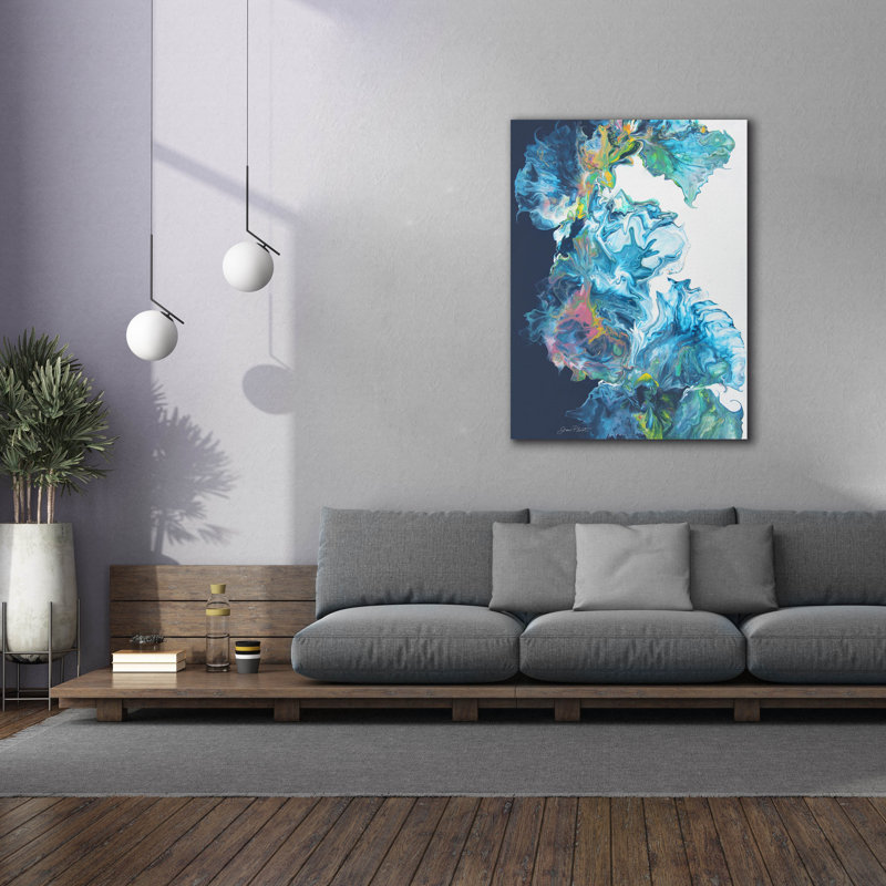 Toile épique Graffiti «Blue Fluid Magic» par Jean Plout, 40 po x 54 po