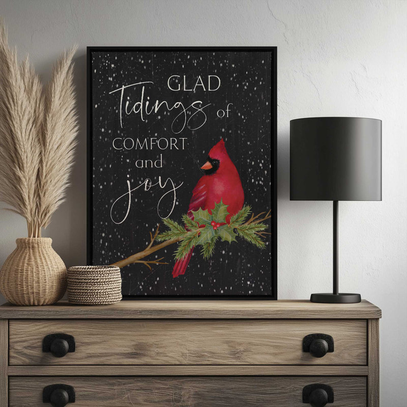 «Comfort and Joy Cardinal» par Annie Lapoint, reproduction d'art, Toile avec cadre, Tanné, L 36 x H 48