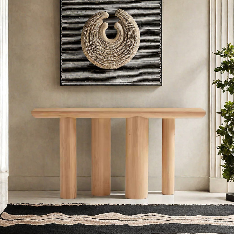 Console rectangulaire moderne et minimaliste, H 31,5 po x l 66,9 po x P 13,8 po, Bois naturel