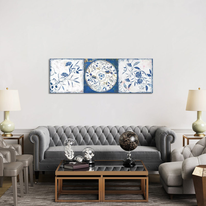 Indigo Ceramics I by Isabelle Z - Panoramic Print on Canvas, 152.4 cm H x 50.8 cm W x 1.91 cm D, Wrapped Canvas