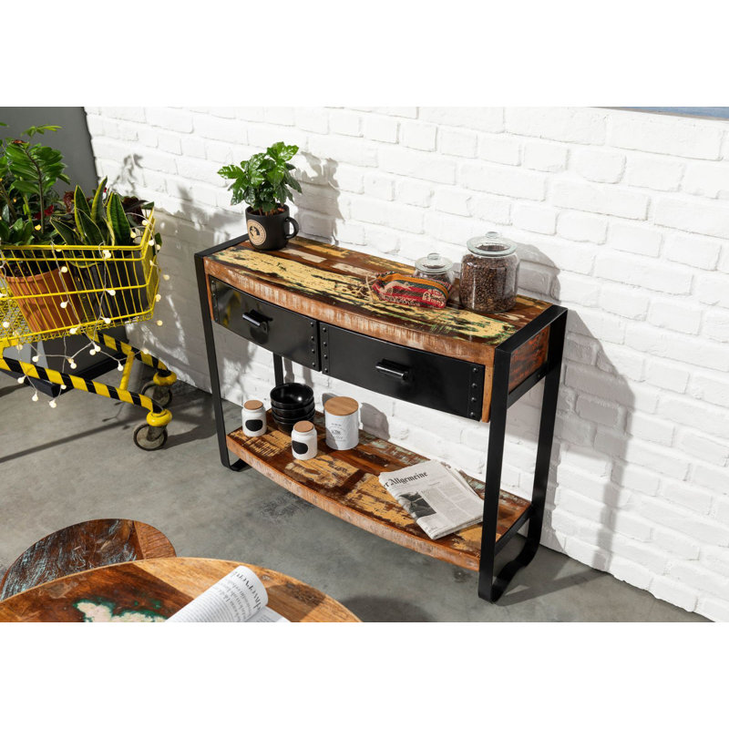 105cm Solid Wood Top Console Table