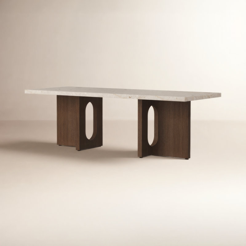 Androgyne Stone Coffee Table, Dark Stained Oak, Kunis Breccia Sand