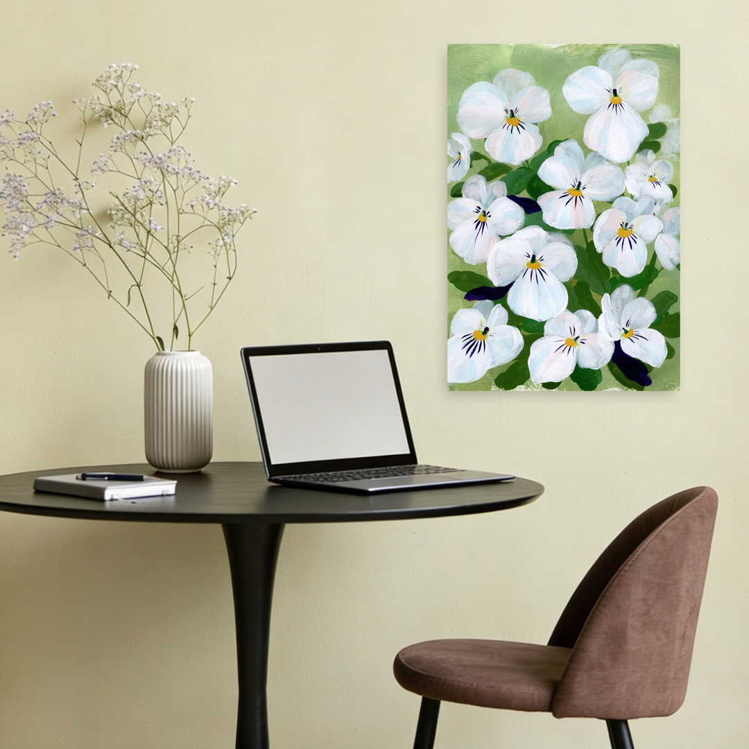 Blooming White Pansies Pansy Flower Nature Wall Art Print