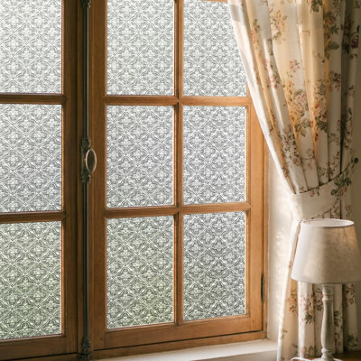 3D Begonia Glass Decorative Static Cling Privacy Window Film, 17.5" x 78.7"
