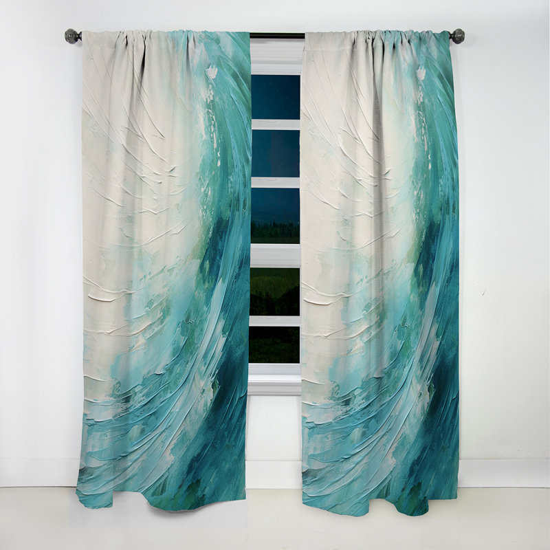 Teal Twisting Tranquility Spiral - Spirals Curtain - Blackout Abstract Curtain - 1 Panels, 52" W x 120" L