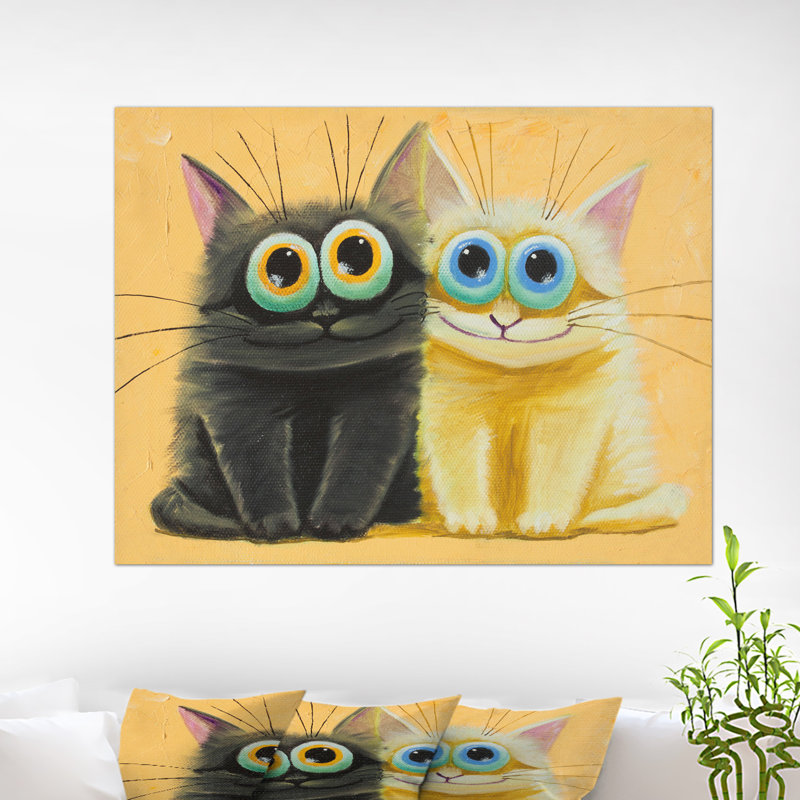 « 2 chatons », reproduction d’impression sur toile tendue, H 30 po x l 40 po x P 1,5 po