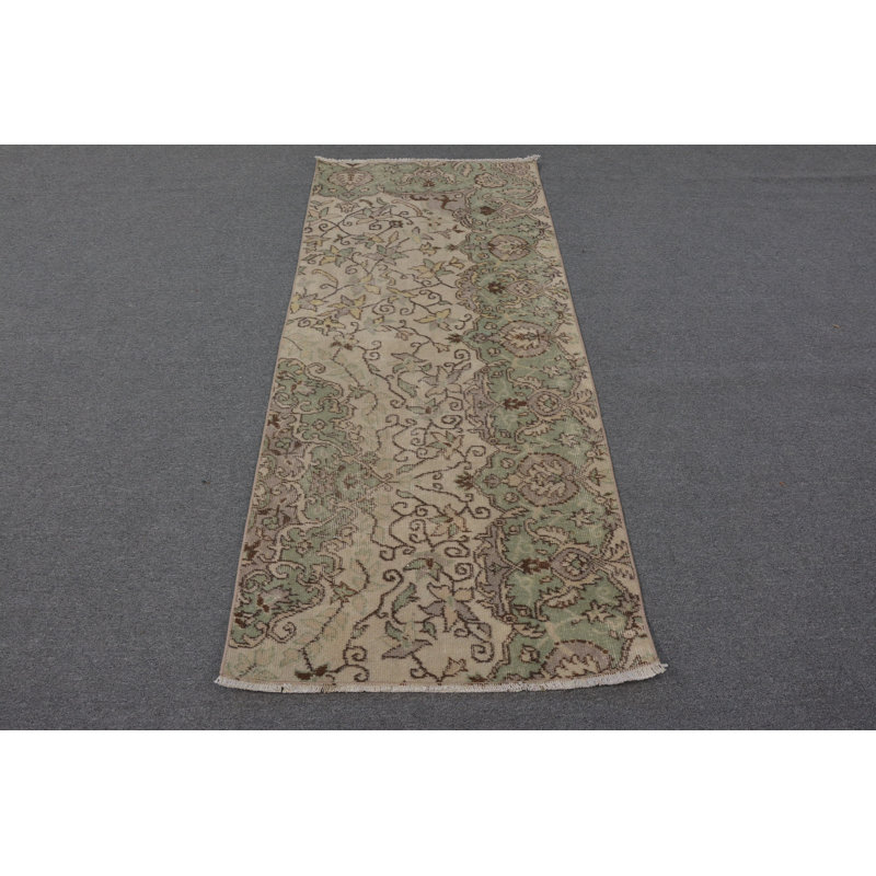 Wool Rugs, Turkish Rug, Vintage Rug, Anatolian Rug, Green  2.7x6.4 ft Accent Rug
