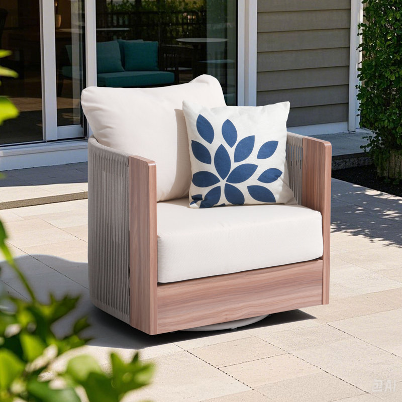 Chaise de patio d'extérieur pivotante avec coussins