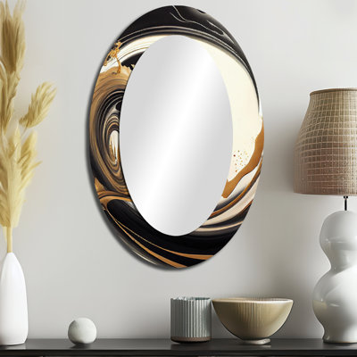 Miroir mural noir et doré