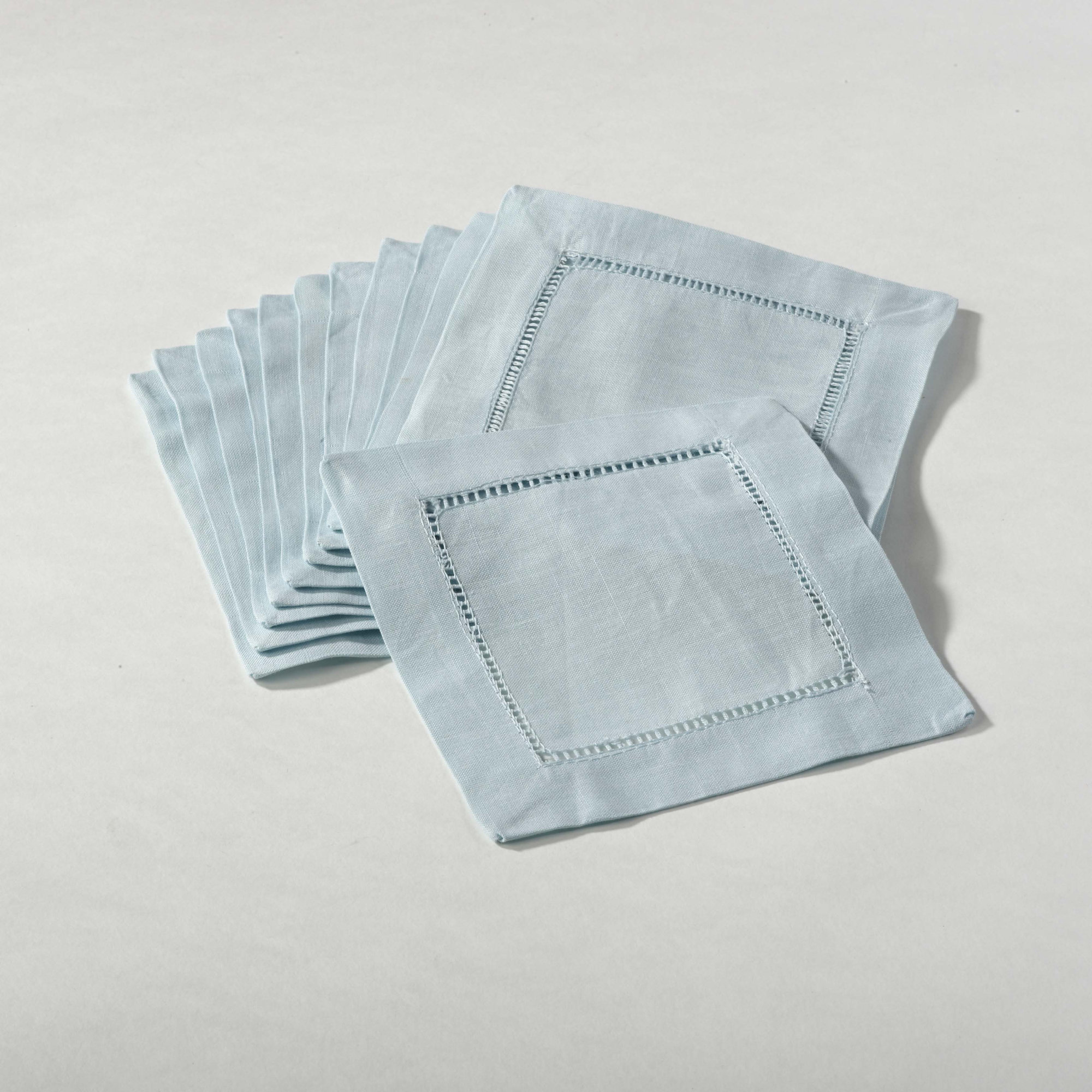 Gelder Cocktail 6" Linen/Cotton Napkin Set, Aqua